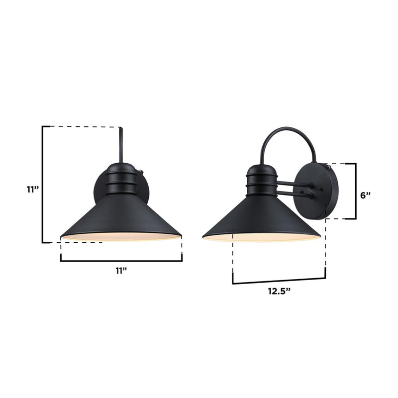 Westinghouse Watts Creek 11in 1-Light Outdoor Wall Lantern | Rustic Textured Black Metal Shade | Porch & Garage Entryway | Model 6120500