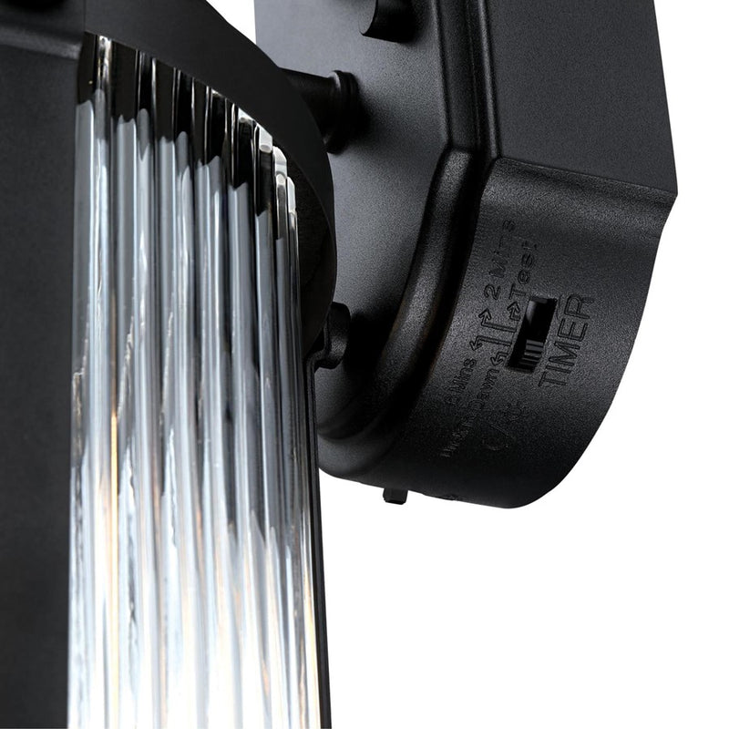 Westinghouse Armin 1-Light Outdoor Wall Sconce | Vintage Textured Black and Clear Ribbed Glass | Front Entry & Patio | Model 6120600