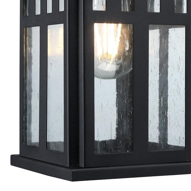 Westinghouse Burnham 1-Light Outdoor Wall Lantern | Craftsman Textured Black and Clear Seeded Glass | Entryway & Porch | Model 6120800