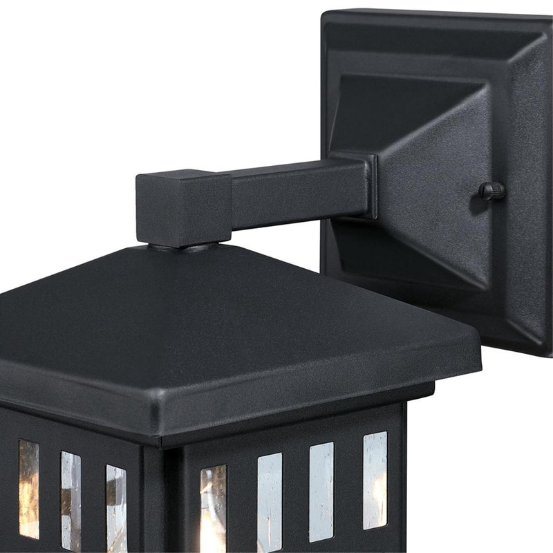 Westinghouse Burnham 1-Light Outdoor Wall Lantern | Craftsman Textured Black and Clear Seeded Glass | Entryway & Porch | Model 6120800