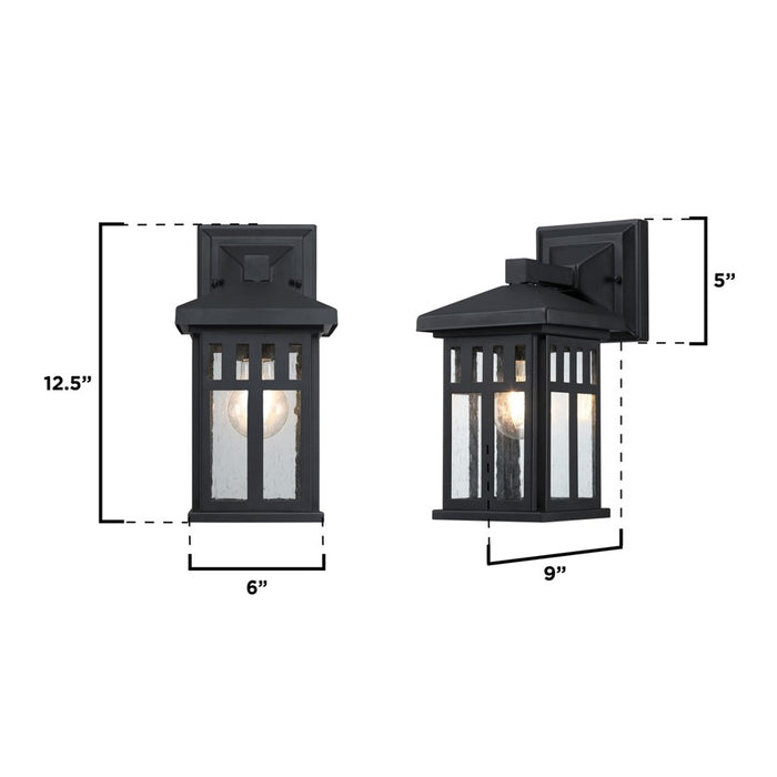 Westinghouse Burnham 1 Light Wall Light, Textured Black/Clear Seeded