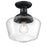 Westinghouse Scholar 1Lt SemiFlush, Textured Black/Clear Seeded Glass - 6120900