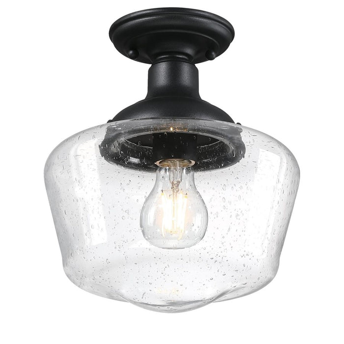Westinghouse Scholar 1Lt SemiFlush, Textured Black/Clear Seeded Glass - 6120900