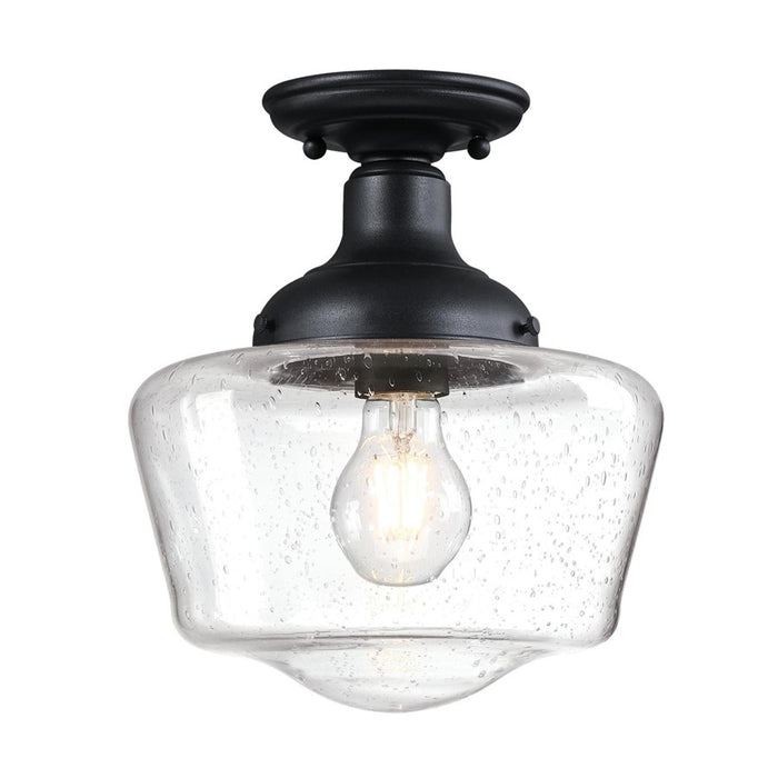 Westinghouse Scholar 1Lt SemiFlush, Textured Black/Clear Seeded Glass