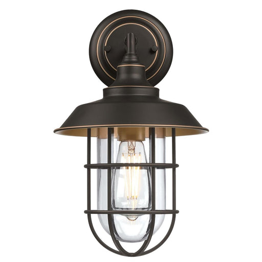 Westinghouse Iron Hill 1Lt Wall Light, Black-Bronze/Hl/Clear with Cage