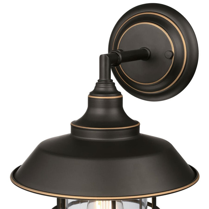 Westinghouse Iron Hill 1-Light Outdoor Wall Sconce | Vintage Black-Bronze and Clear Glass with Cage | Entryway & Patio | Model 6121600