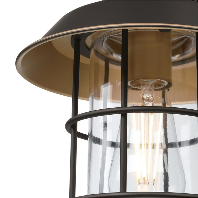 Westinghouse Iron Hill 1-Light Outdoor Wall Sconce | Vintage Black-Bronze and Clear Glass with Cage | Entryway & Patio | Model 6121600