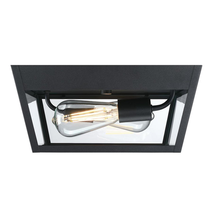 Westinghouse Peterson 2 Light Flush, Textured Black/Clear Glass