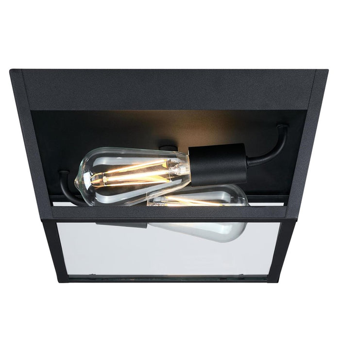 Westinghouse Peterson 2 Light Flush, Textured Black/Clear Glass