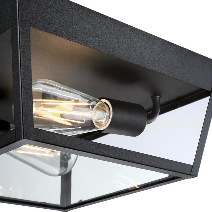 Westinghouse Peterson 2 Light Flush, Textured Black/Clear Glass