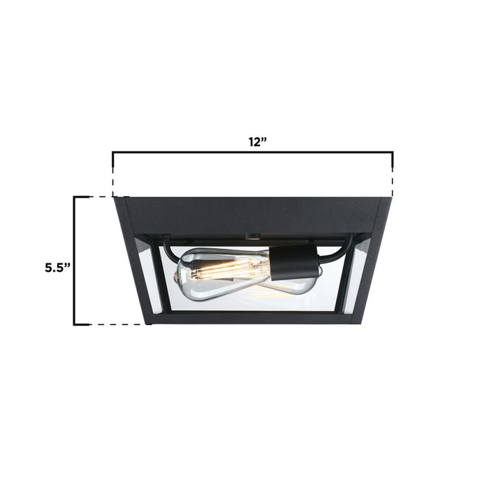 Westinghouse Peterson 2 Light Flush, Textured Black/Clear Glass