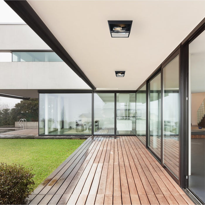 Westinghouse Peterson 2 Light Flush, Textured Black/Clear Glass