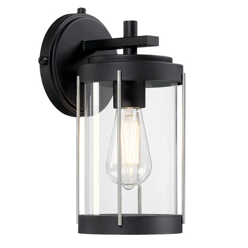 Westinghouse Kezia 1 Light Wall Light, Text Black W/Ind Steel/Clear - 6122100