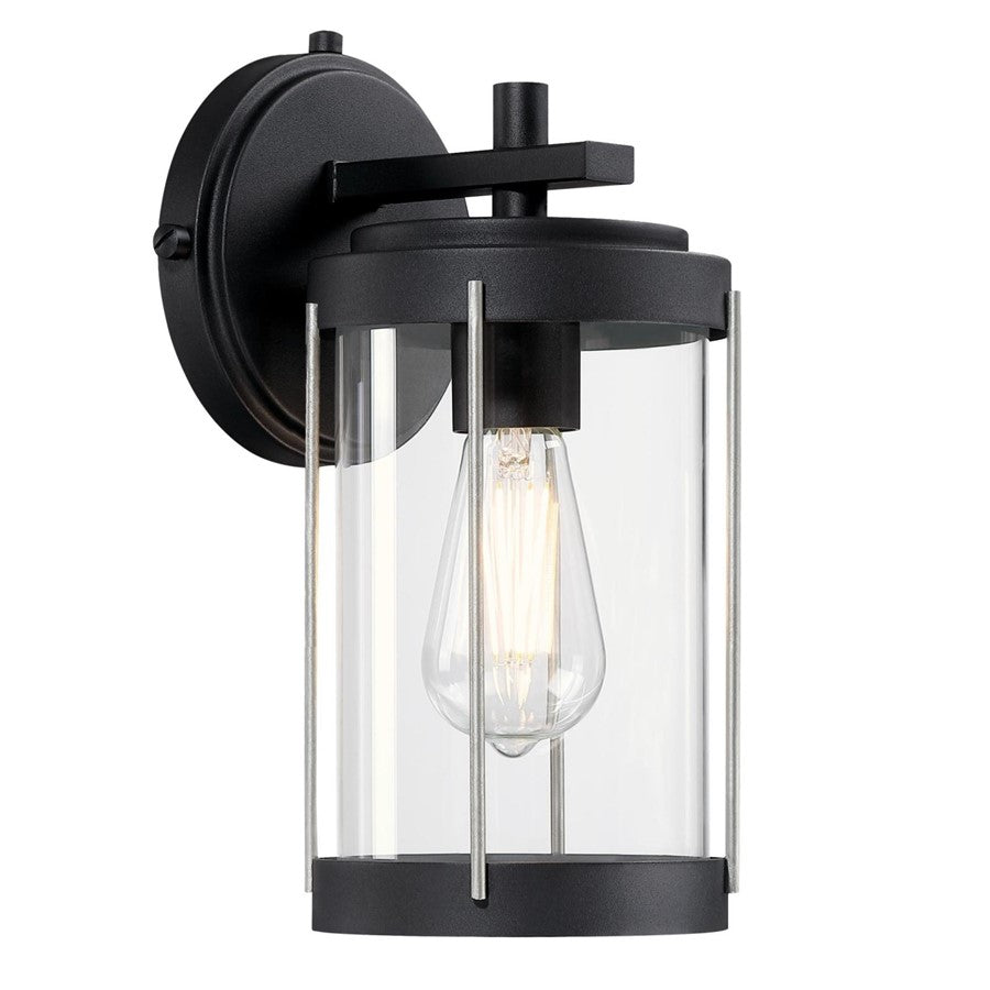 Westinghouse Kezia 1 Light Wall Light, Text Black W/Ind Steel/Clear - 6122100