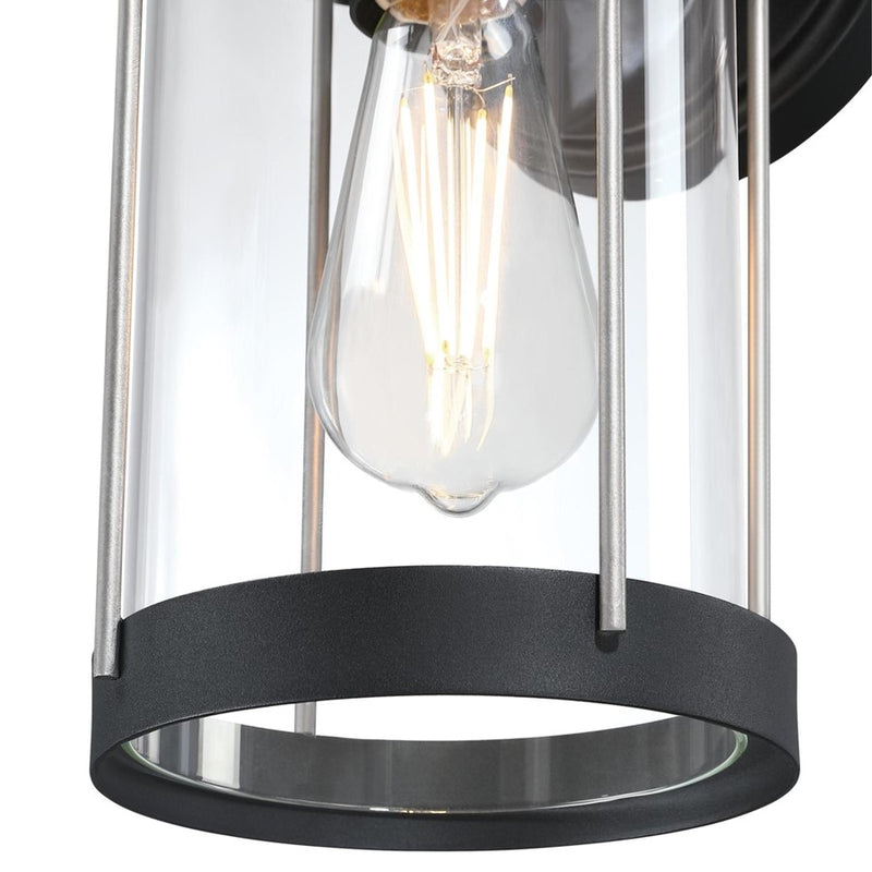 Westinghouse Kezia 12in 1-Light Outdoor Wall Sconce | Transitional Textured Black and Industrial Steel with Clear Glass | Entryway & | Model 6122100