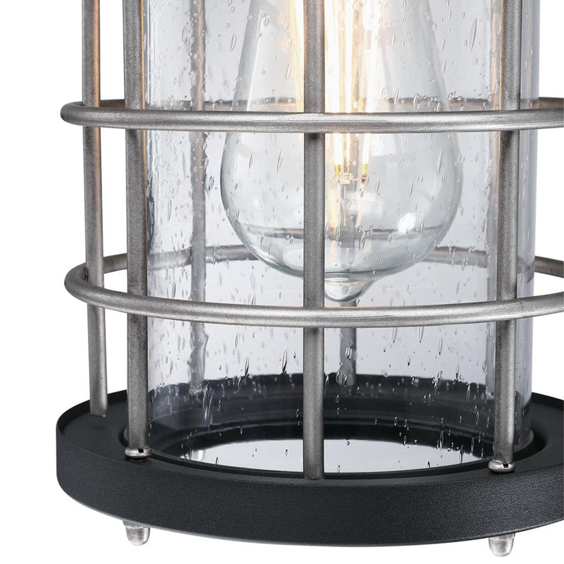 Westinghouse Villa Barone 12in 1-Light Outdoor Wall Sconce | Vintage Textured Black and Industrial Steel with Clear Seeded Glass | Model 6122200