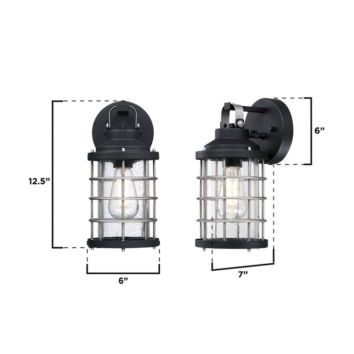 Westinghouse Villa Barone 1Lt Wall Light, Text Black/Ind Steel/Seeded