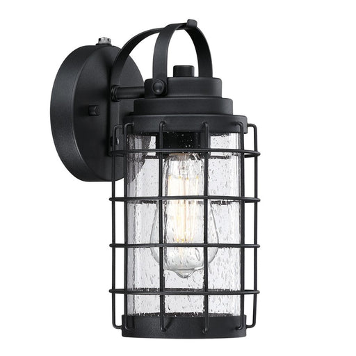 Westinghouse Jupiter Point 1Lt Wall Light, Textured Black/Clear Seeded - 6122300