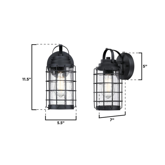 Westinghouse Jupiter Point 1Lt Wall Light, Textured Black/Clear Seeded