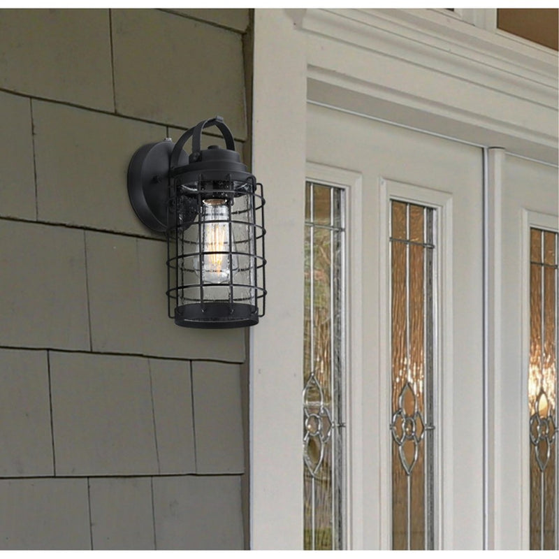 Westinghouse Jupiter Point 1Lt Wall Light, Textured Black/Clear Seeded