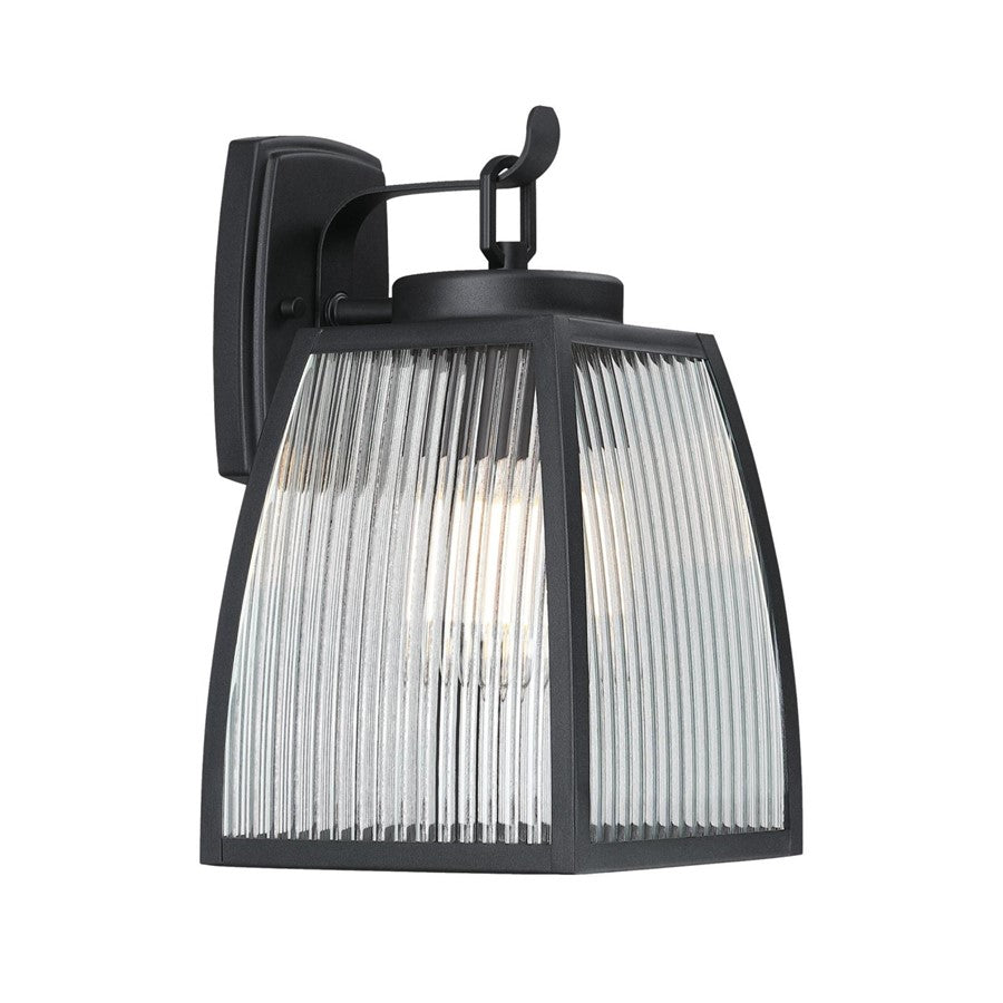 Westinghouse Niko 1 Light Wall Light, Textured Black/Clear Ribbed - 6122400