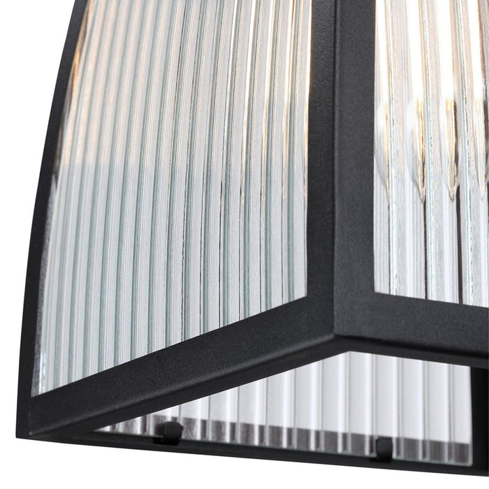 Westinghouse Niko 1 Light Wall Light, Textured Black/Clear Ribbed