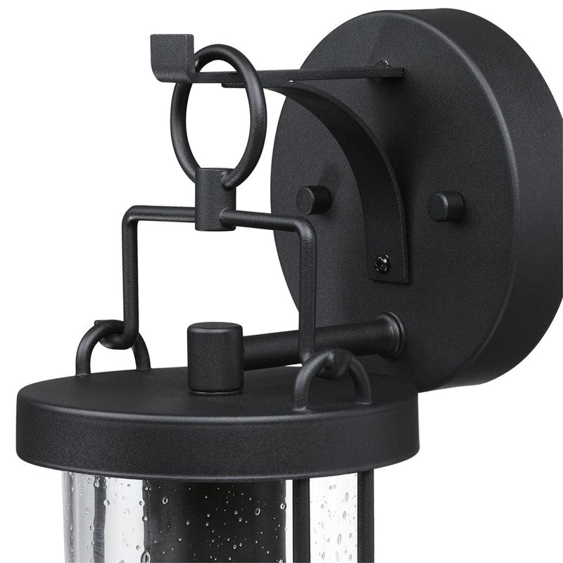 Westinghouse Westcott Bay 5in 1-Light Outdoor Sconce | Traditional Textured Black and Clear Seeded Glass | Entryway & Porch | Model 6122500