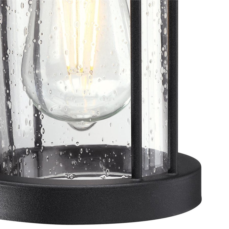 Westinghouse Westcott Bay 5in 1-Light Outdoor Sconce | Traditional Textured Black and Clear Seeded Glass | Entryway & Porch | Model 6122500