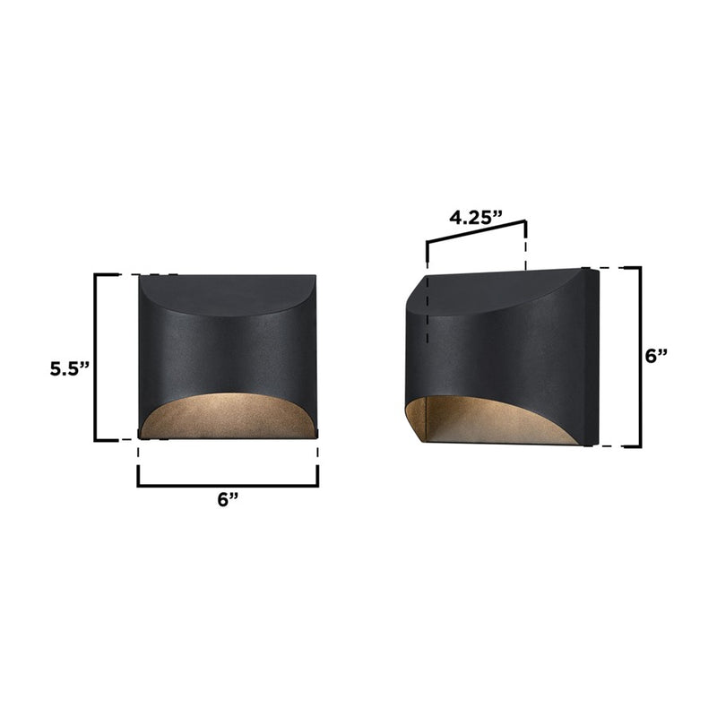 Westinghouse Nardella 6in 1-Light LED Outdoor Sconce | Transitional Textured Black | Entryway & Path | 6 x 4 x 5 in | Model 6122800