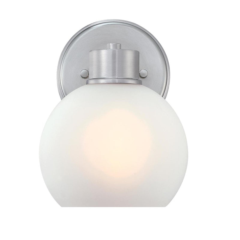 Westinghouse Dorney 6in 1-Light Wall Sconce | Transitional Brushed Nickel and Frosted Glass | Hallway & Bathroom | 6 x 7 x 9 in | Model 6124700