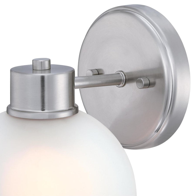 Westinghouse Dorney 6in 1-Light Wall Sconce | Transitional Brushed Nickel and Frosted Glass | Hallway & Bathroom | 6 x 7 x 9 in | Model 6124700