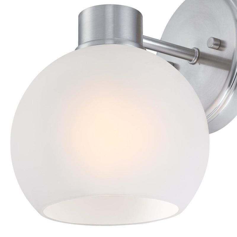 Westinghouse Dorney 6in 1-Light Wall Sconce | Transitional Brushed Nickel and Frosted Glass | Hallway & Bathroom | 6 x 7 x 9 in | Model 6124700