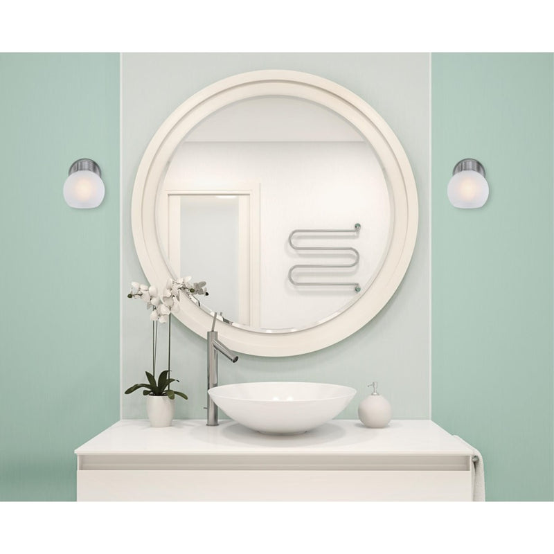 Westinghouse Dorney 6in 1-Light Wall Sconce | Transitional Brushed Nickel and Frosted Glass | Hallway & Bathroom | 6 x 7 x 9 in | Model 6124700