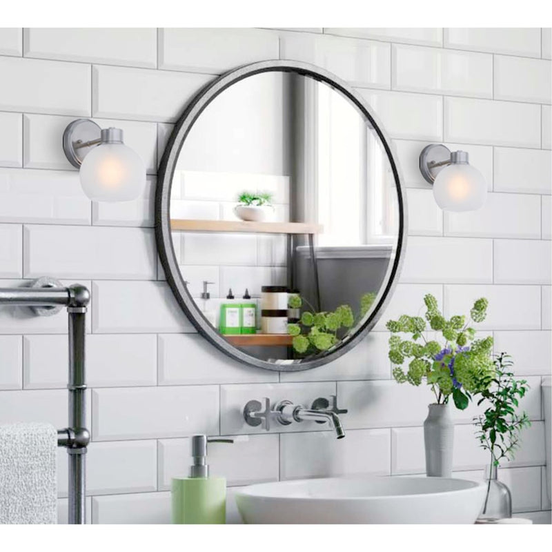Westinghouse Dorney 6in 1-Light Wall Sconce | Transitional Brushed Nickel and Frosted Glass | Hallway & Bathroom | 6 x 7 x 9 in | Model 6124700