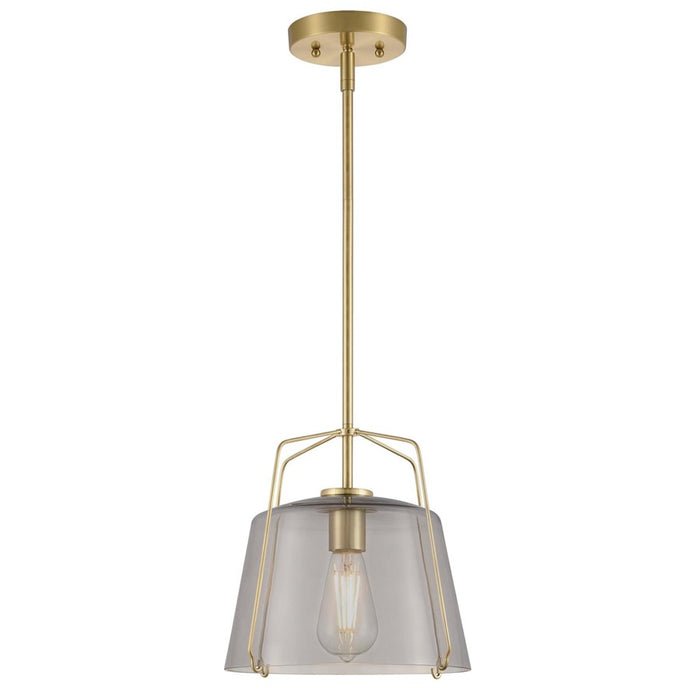 Westinghouse Hallein 1 Light Pendant, Champagne Brass/Smoke Grey Glass - 6125100