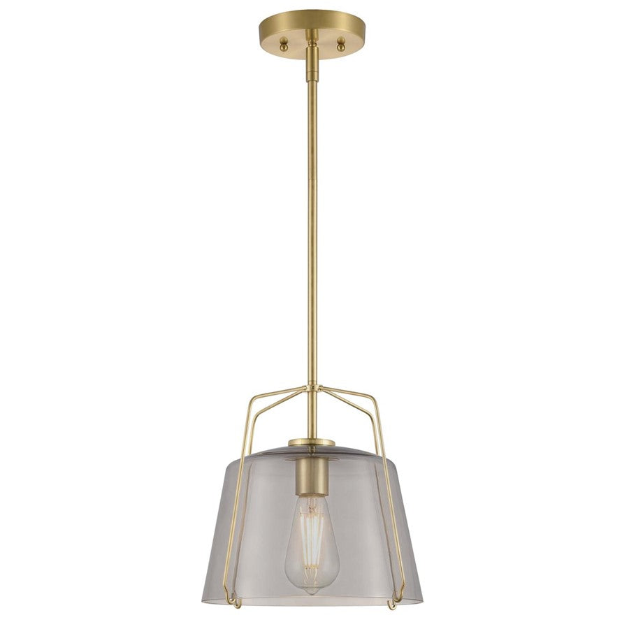 Westinghouse Hallein 1 Light Pendant, Champagne Brass/Smoke Grey Glass - 6125100