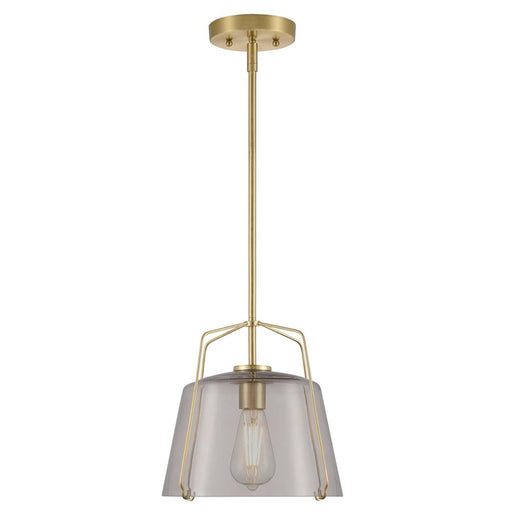 Westinghouse Hallein 1 Light Pendant, Champagne Brass/Smoke Grey Glass