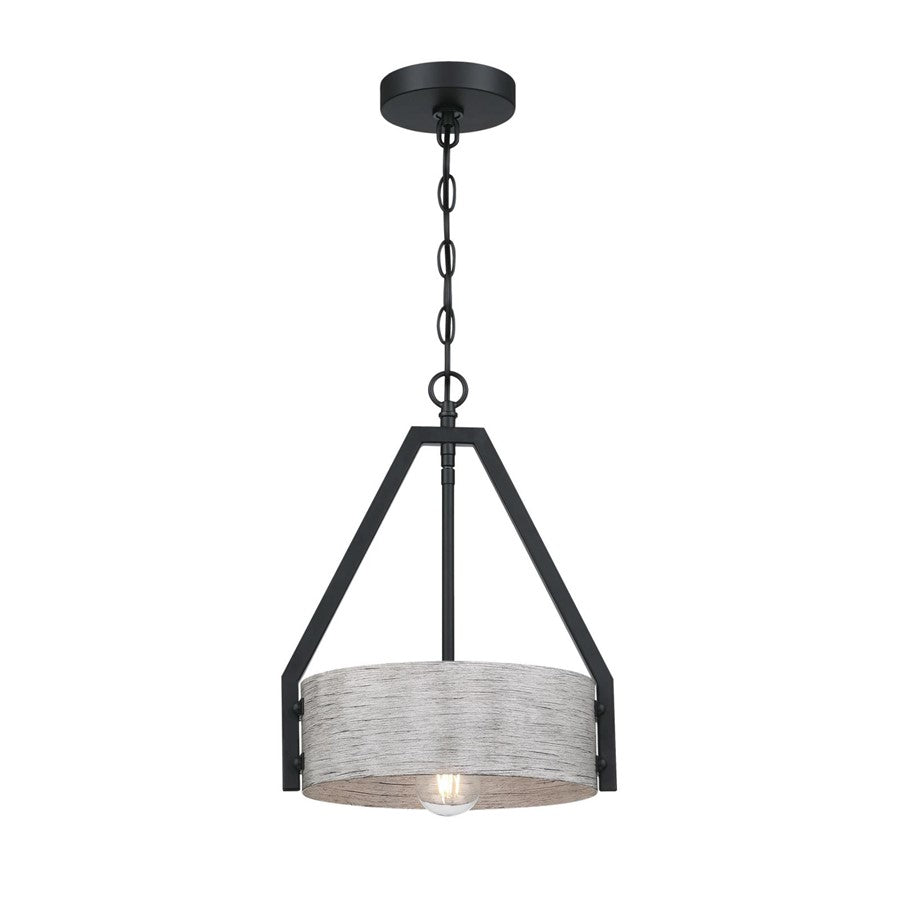 Westinghouse Callowhill 1Lt Pendant, Black W/Antique Ash/Metal Shade - 6125800