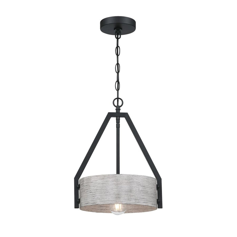 Westinghouse Callowhill 12in 1-Light Pendant | Rustic Matte Black and Antique Ash Metal | Kitchen Island & Dining Room | Model 6125800