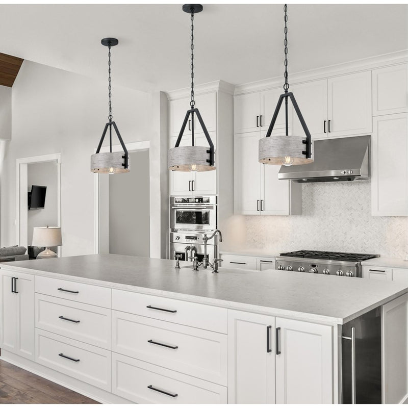 Westinghouse Callowhill 1Lt Pendant, Black W/Antique Ash/Metal Shade