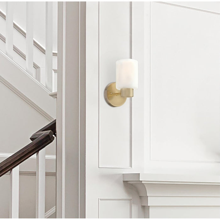 Westinghouse Sylvestre 1 Light Wall Light, Champagne Brass/Frosted