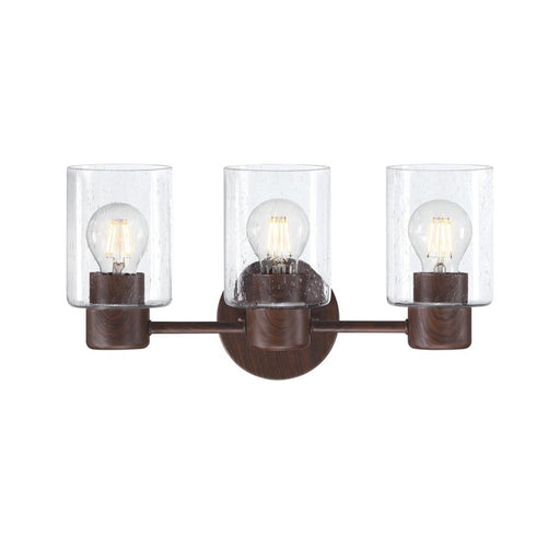 Westinghouse Sylvestre 3 Light Wall Light, Walnut/Clear Seeded Glass - 6126500