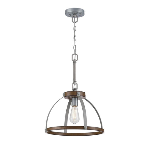 Westinghouse Oak Lane 1 Light Pendant, Barnwood/Galv Steel/Cage Shade - 6127500