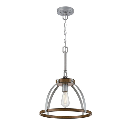 Westinghouse Oak Lane 1 Light Pendant, Barnwood/Galv Steel/Cage Shade