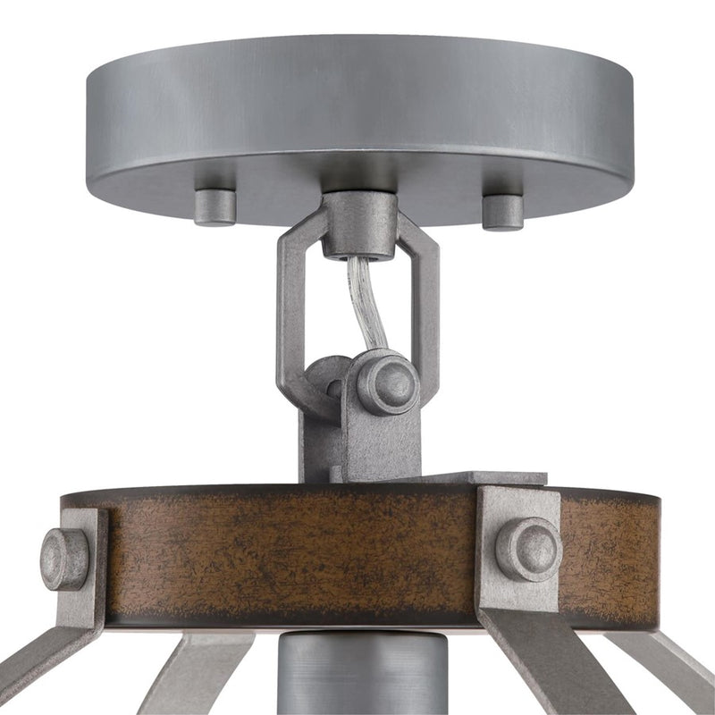 Westinghouse Oak Lane 1 Light Pendant, Barnwood/Galv Steel/Cage Shade