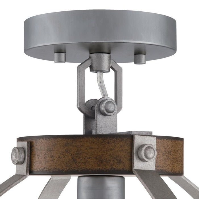 Westinghouse Oak Lane 1 Light Pendant, Barnwood/Galv Steel/Cage Shade