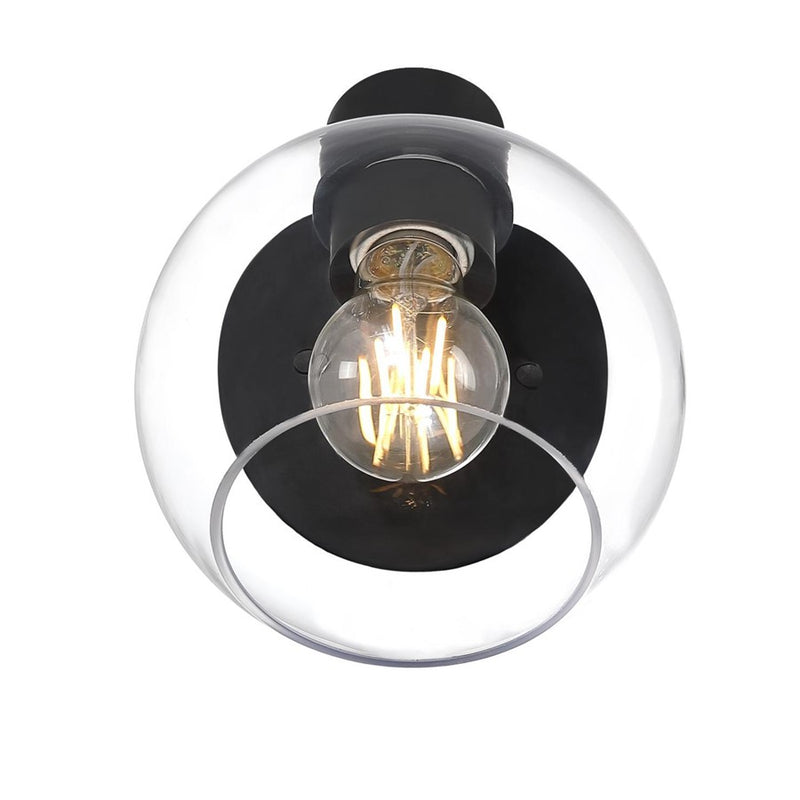 Westinghouse Hyson 1-Light Wall Sconce | Transitional Matte Black and Clear Glass | Bathroom & Hallway Accent | 7.25 in H | Model 6127800