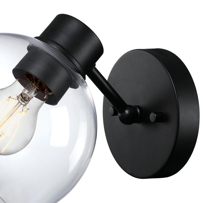 Westinghouse Hyson 1 Light Wall Light, Matte Black/Clear Glass
