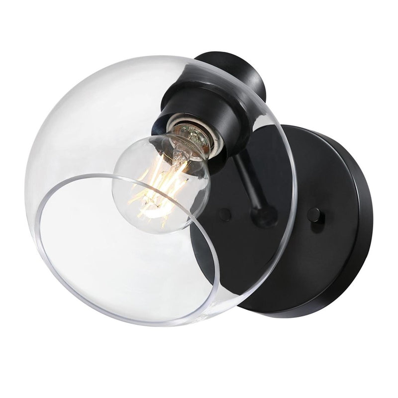 Westinghouse Hyson 1-Light Wall Sconce | Transitional Matte Black and Clear Glass | Bathroom & Hallway Accent | 7.25 in H | Model 6127800