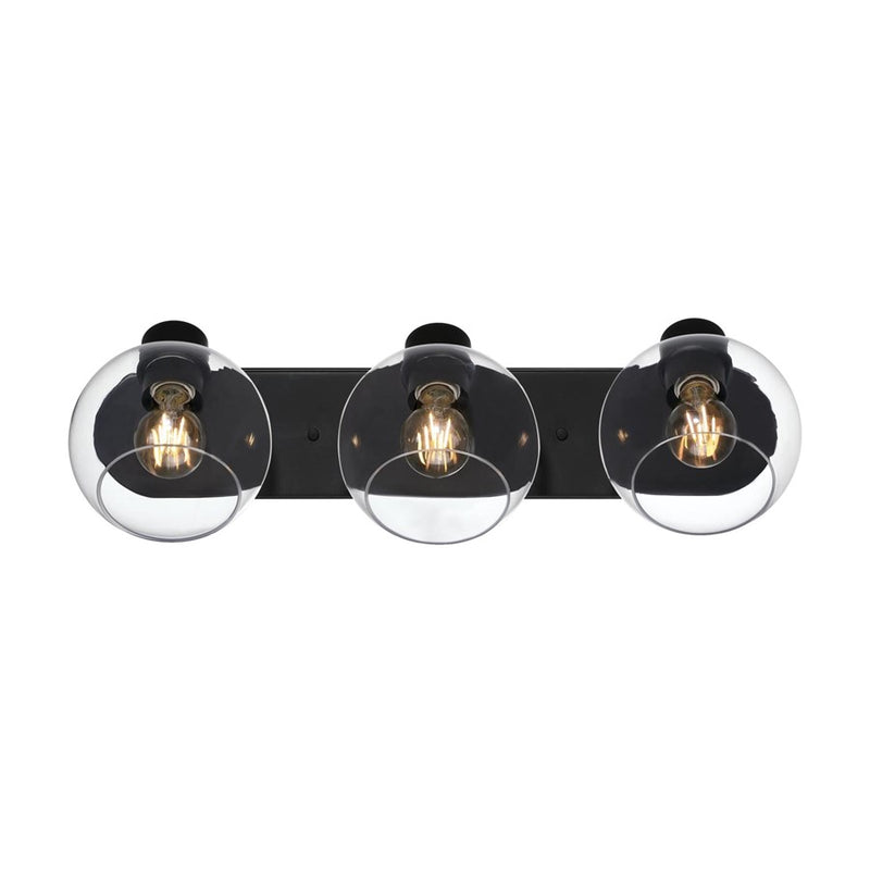 Westinghouse Hyson 3-Light Vanity Light | Transitional Matte Black and Clear Glass | Bathroom Vanity | 24 in W | Model 6127900
